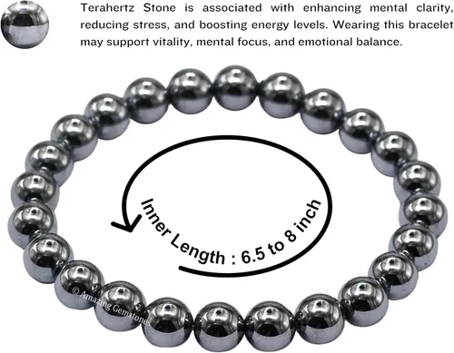 Vista 890 de Amazing Gemstone Pulsera de cristal para mujeres y hombres, pulsera de cristal curativo de protección, pulsera elástica con cuentas de piedras