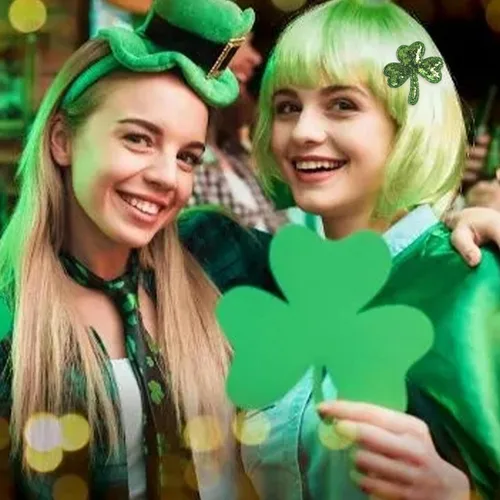 Vista 6 de Totelux Pinzas para el cabello del día de San Patricio, pinzas de trébol con lentejuelas y trébol verde irlandés, pinzas de cocodrilo con purpurina