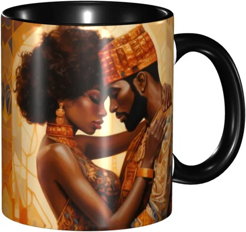 Vista 33 de Taza de café, taza de té para mujeres y niñas, taza de diseño único, perfecta para regalos, mujeres afroamericanas afro