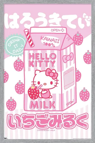 Vista 16 de Hello Kitty: 20 Kawaii Tokyo - Póster de pared con leche, 22.4 pulgadas de largo x 14.7 pulgadas de ancho, versión enmarcada de madera de granero