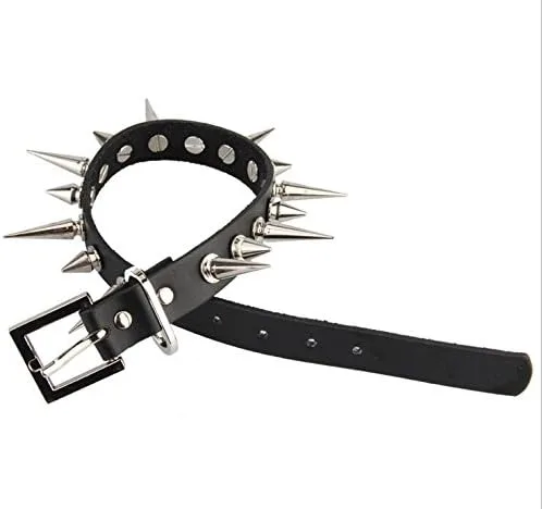 Vista 3 de Bystar Gargantilla unisex de cuero genuino punk rock gótico con remaches, Cuero Metal