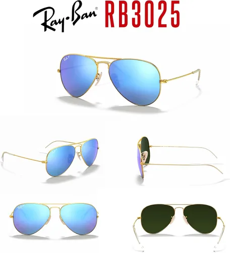 Vista 6 de Ray-Ban RB3025 - Lentes de sol de aviador de metal para hombre y mujer + paquete con kit de cuidado de gafas iWear de diseñador