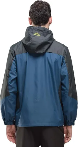 Vista 3 de JOGERBRO Chaqueta impermeable para hombre, con capucha, senderismo, pesca, resistente al viento