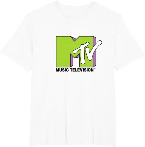 Vista 59 de Camiseta de tratamiento de relleno con logotipo MTV verde lima y morado, Negro, S Azul Marino