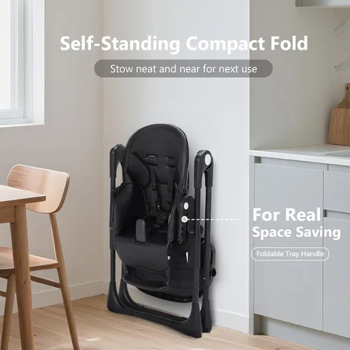 Vista 6 de Trona convertible Kinder King para bebés y niños pequeños, trona ajustable para bebés con bandeja doble extraíble, diseño compacto y plegable