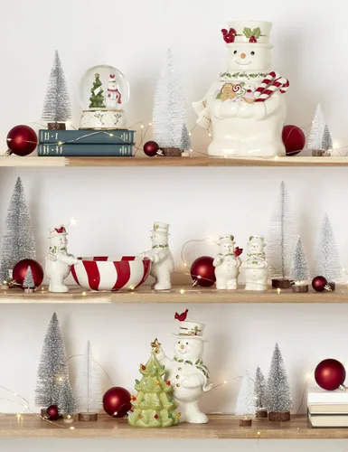 Vista 4 de Lenox 896362 Tarro de galletas de muñeco de nieve Happy Holly Days, decoración de Navidad y festividades