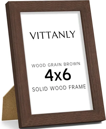 Vista 151 de Vittanly - Marco de fotos de 4 x 6 pulgadas de madera maciza con plexiglás, incluye paspartú de 3,5 x 5, para colgar en la pared o poner sobre una