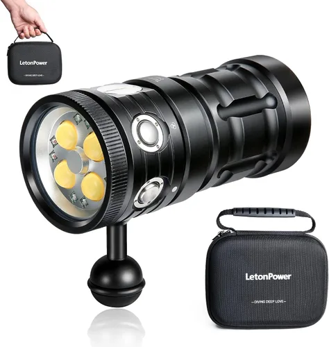 Vista 10 de TS Pro - Linterna de buceo, 25000 lúmenes, luz de video subacuática de 328.1 ft, luz de buceo, con carga tipo C para deportes profesionales al aire
