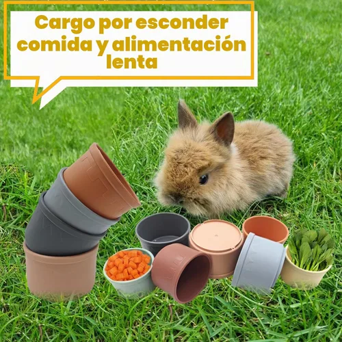 Vista 3 de 8 tazas apilables para conejo, juguetes de conejo reutilizables de Colorido