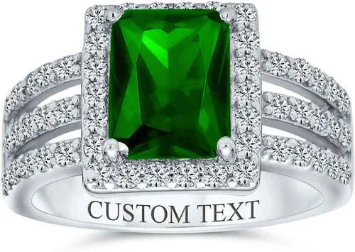 Vista 10 de Art Deco Style 3CT CZ Emerald Cut Cocktail Statement Ring Sterling Silver Azul