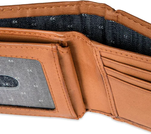 Vista 5 de Levi's Cartera delgada de capacidad extra para hombre con múltiples ranuras para tarjetas y ventana para identificación