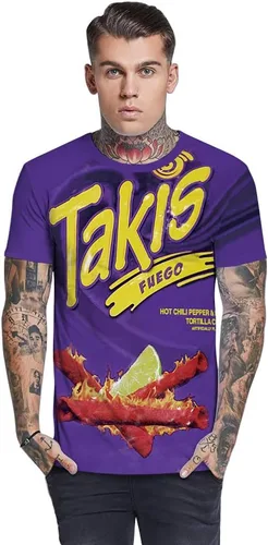 Vista 3 de Camisetas unisex de manga corta con estampado 3D y cuello redondo