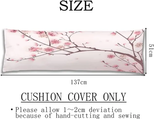 Vista 2 de Funda de almohada corporal con diseño de flores de cerezo, ramas de ciruelo, flor de cerezo, funda de almohada larga con cremallera, fundas