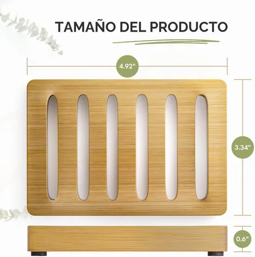 Vista 4 de AmazerBath Soporte para jabón, jabonera de bambú, jabonera de madera, paquete de 2 soportes de bambú para jabón, jaboneras para jabón de barra