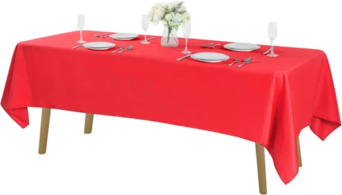 Vista 103 de Mantel rectangular de tela de poliéster lavable de 60 x 120 pulgadas, para decoración de bodas, fiestas, comedores, banquetes