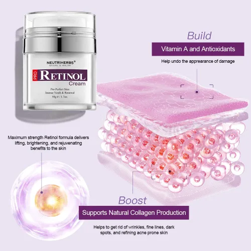 Vista 6 de Neutriherbs Crema de retinol para cara, hidratante facial de noche rica en vitamina A, reduce las líneas finas y suaviza las arrugas, cuidado