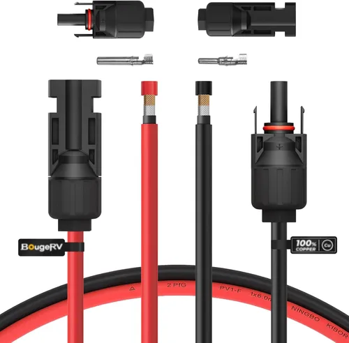 Vista 8 de BougeRV Cable de extensión solar 8AWG de 3 pies con conector hembra y macho con par adicional de conectores, kit de adaptador de panel solar