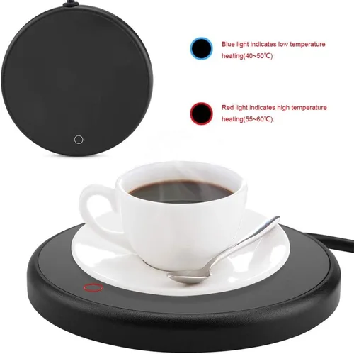 Vista 3 de Fdit Calentador eléctrico de taza de bebidas con apagado automático para escritorio, té, café, leche, taza, calentador, bandeja de 220-240 V, uso