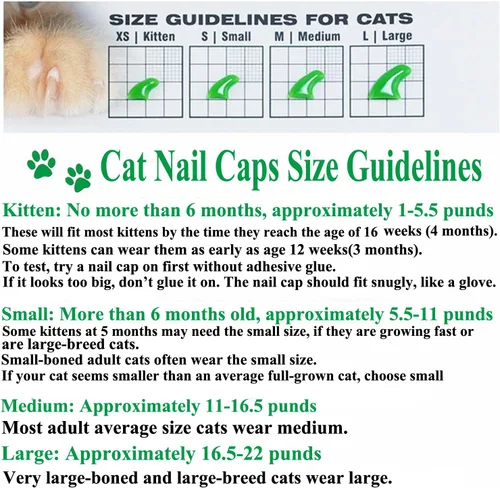 Vista 6 de VICTHY Tapas y cubiertas de uñas para gatos con pegamento y aplicadores, 100 piezas en 5 colores para tamaños extra pequeños/gatitos
