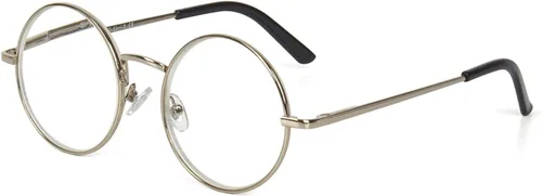 Vista 11 de Gafas de lectura redondas con marco de metal con bisagra de resorte (negro, plateado y plomo)