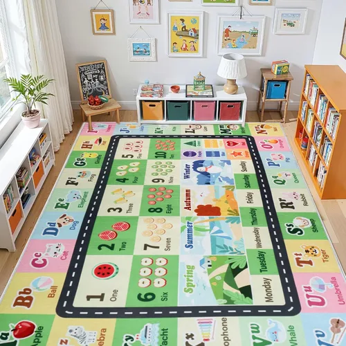 Vista 21 de Alfombra ABC infantil para sala de juegos, alfombra del alfabeto para el aula, alfombra lavable para habitación de bebé, sala de juegos, dormitorio