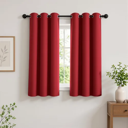 Vista 90 de Cortinas de oscurecimiento de habitación de 45 pulgadas de largo para dormitorio y sala de estar, cortinas térmicas aislantes con ojales