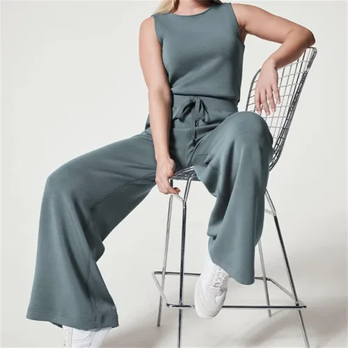 Vista 3 de Nuevos overoles para mujer 2023 The Air Essentials Mono sin mangas de pierna ancha con cinturón con bolsillos