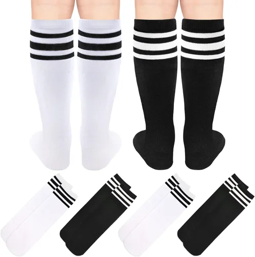 Vista 5 de 4 pares de calcetines de fútbol para niños, calcetines de fútbol para niñas, calcetines de fútbol para niños pequeños, calcetines de tubo para niños