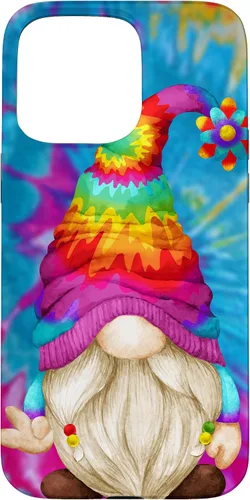 Vista 31 de Funda de gnomo de signo de paz para mujer, diseño de gnomo hippie de teñido anudado para iPhone 16