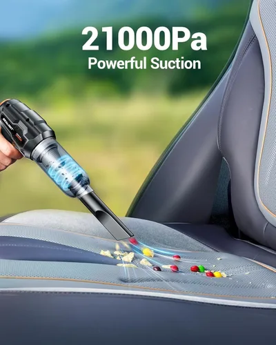 Vista 4 de SEALIGHT - Mini aspiradora de mano inalámbrica para automóvil, con succión de alta potencia de 21000 Pa, dos baterías de larga duración, 18 V/120 W