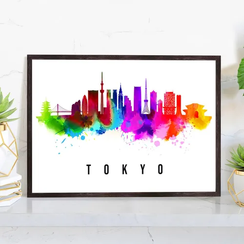 Vista 28 de Pera Print Póster de Japón, póster de Japón-Aomori, ilustración de Japón Skyline City, póster de horizonte moderno, impresión de paisaje urbano