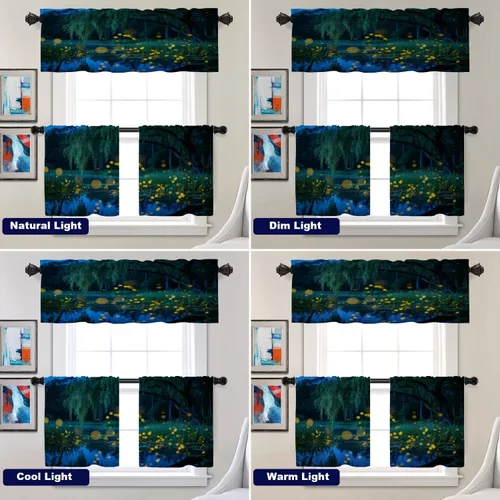 Vista 384 de Batmerry American Flag Ink Dot Blackout Tier Curtains, Red Blue White Stars Abstract Thermal Insulated Half Curtain Rod Pocket Small Valance for