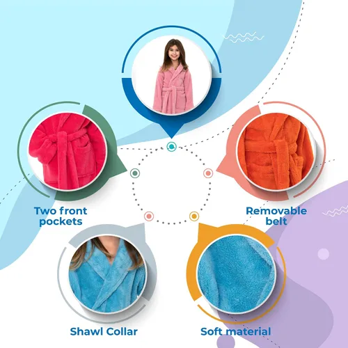 Vista 4 de TowelSelections Bata para niña. Bata de baño de polar, para niños. Hecha en Turquía.