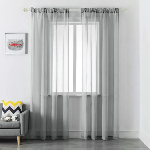 Vista 19 de DUALIFE - Cortinas transparentes de 54 pulgadas de largo, paneles de privacidad de gasa para ventanas, cortinas de lino semitransparentes