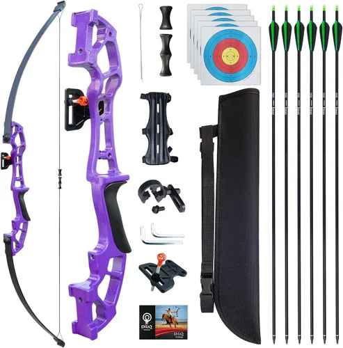 Vista 8 de D&Q Recurve Bow and Arrow Set for Adults Beginner, Archery Recurve Bow Set with Aluminum Alloy Bow Riser, Right Hand Takedown Bows for Training Negro
