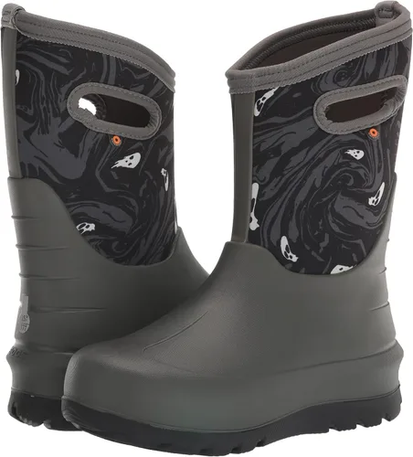 Vista 7 de BOGS Neo Classic - Botas de lluvia unisex para niños, Estampado espeluznante - Gris, 11 niño pequeño