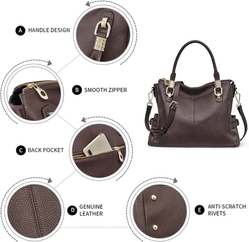Vista 37 de Kattee Cartera bandolera estilo urbano de cuero para mujer