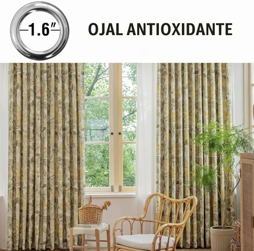 Vista 2 de SUOUO Cortinas opacas florales vintage marrón moca de 84 pulgadas, 2