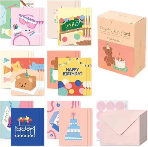 Vista 15 de Monolike Tarjeta Día a Día, 105 Luna - Mezcla de 48 mini tarjetas individuales, 24 sobres Paquete