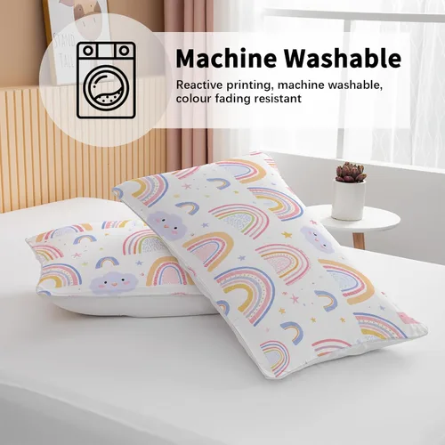 Vista 6 de BEDMUST Juego de funda de edredón tamaño individual arcoíris para niñas, funda de edredón de 3 piezas con 2 fundas de almohada