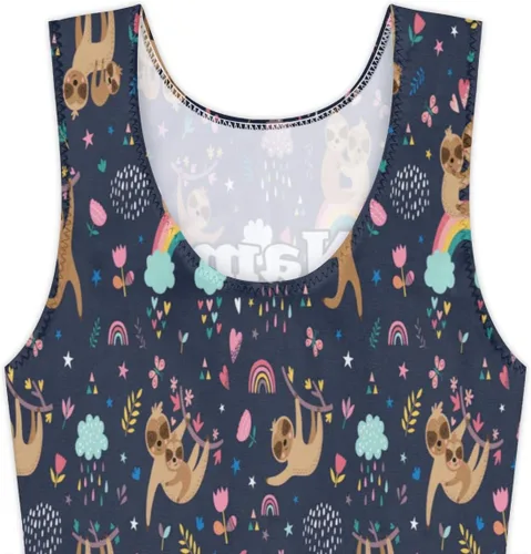 Vista 4 de Leotardos de gimnasia con nombre personalizado para niñas, lindo perezoso de danza de perezoso, perezoso de dibujos animados