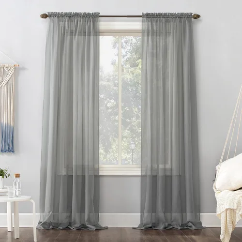 Vista 6 de No. 918 Emily Panel de cortina de gasa transparente Gris antracita