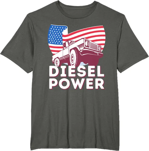 Vista 5 de Diesel Power American Flag - Camiseta de camioneta de mecánico diésel, Negro, S
