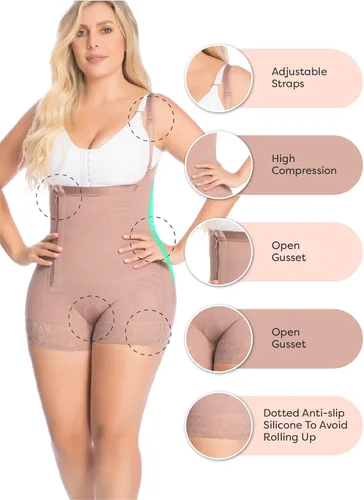 Vista 2 de ComfortShape LiftEase Shapewear con doble soporte abdominal con cremallera lateral y encaje de silicona