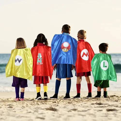 Vista 7 de Superhero Capes for Kids Halloween Costumes and Dress upSuper Mario Cape and Mask Set for Mario Party Supplies