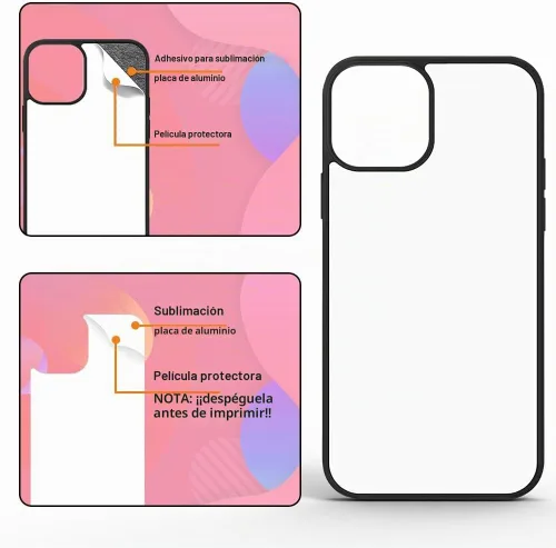 Vista 4 de Funda de teléfono de sublimación compatible con iPhone 11/5 piezas, prensa de calor personalizada imprimible en blanco, aluminio y TPU suave