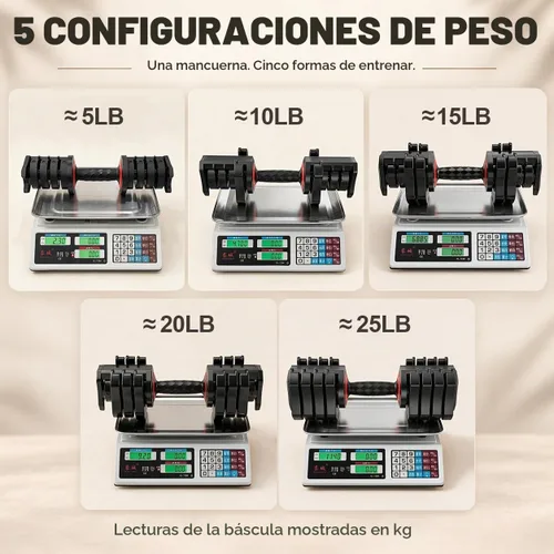Vista 5 de VEICK Juego de mancuernas ajustables de 25 libras, pesas de mano