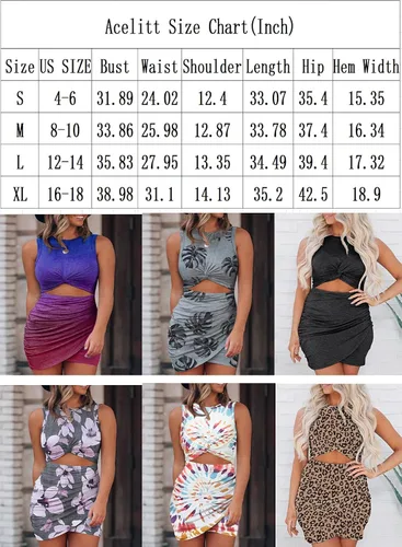 Vista 4 de Acelitt Vestido ajustado de verano para mujer sin mangas con huecos con torcedura para fiesta