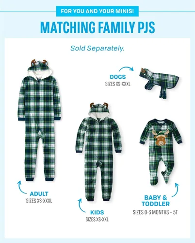 Vista 2 de The Children's Place - Conjunto de pijama de Navidad a juego para la familia, de vellón, para adulto, niño grande, niño pequeño, bebé