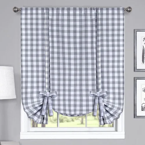 Vista 13 de Achim Home Furnishings - Cortina de ventana a cuadros de un solo paño, 42 x 63 pulgadas, blanca y negra